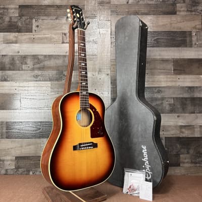 Epiphone USA Texan Acoustic Electric Guitar in Vintage Sunburst w/ Epiphone Deluxe Hardshell Case for sale