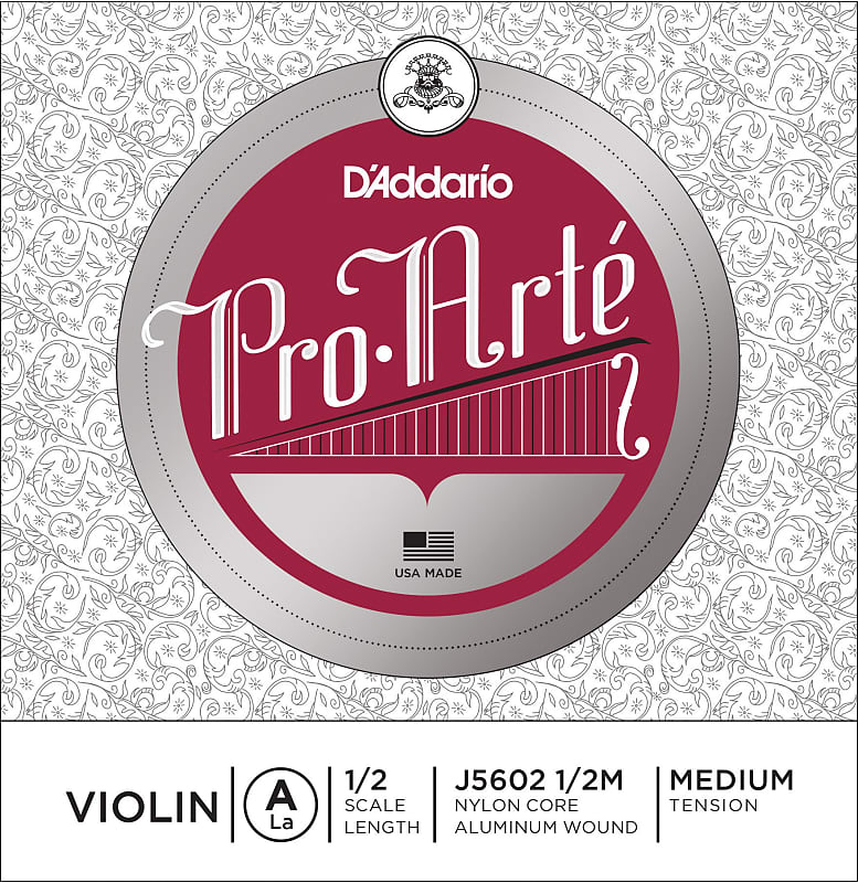 D'Addario Pro-Arte Violin Single A String, 1/2 Scale, Medium Tension image 1