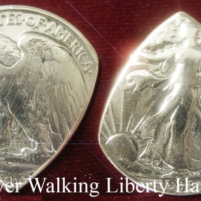Master Artisan USA Silver Walking Liberty Half-Dollar Coin Guitar Pick 1940's Silver image 1