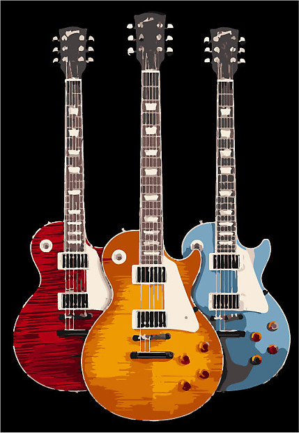 3 Les Paul Guitars T-Shirt image 1