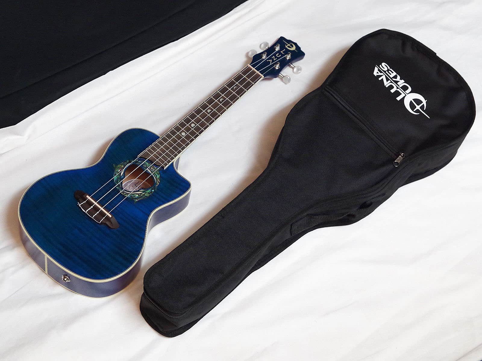 Luna Dolphin Concert AcousticElectric Ukulele Reverb