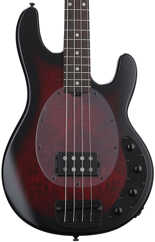 Sterling By Music Man StingRay RAY34PB Dent and Scratch Bass Guitar - Dark Scarlet Burst image 1