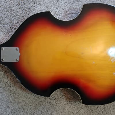 Vintage 1960s Teisco Bruno Viola Violin Beatles Bass Guitar Rare Sunburst Clean image 6