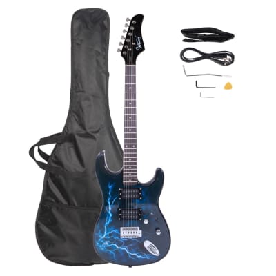 Glarry GST-E Electric Guitar Full Size Rosewood Fingerboard HH Pick-up Back Black image 2