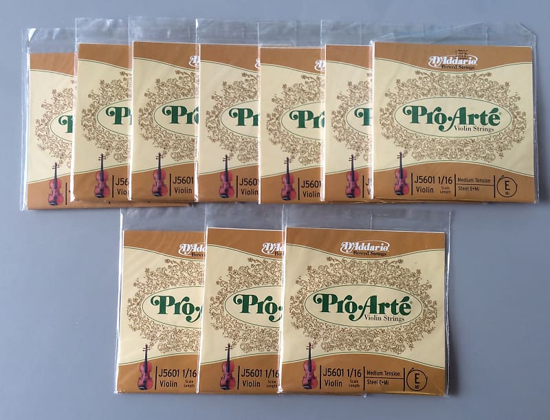 D'Addario Violin Pro-Arte 1/16 Size Medium Tinned Carbon Steel E Single Strings J5601 (Lot of 10) image 1