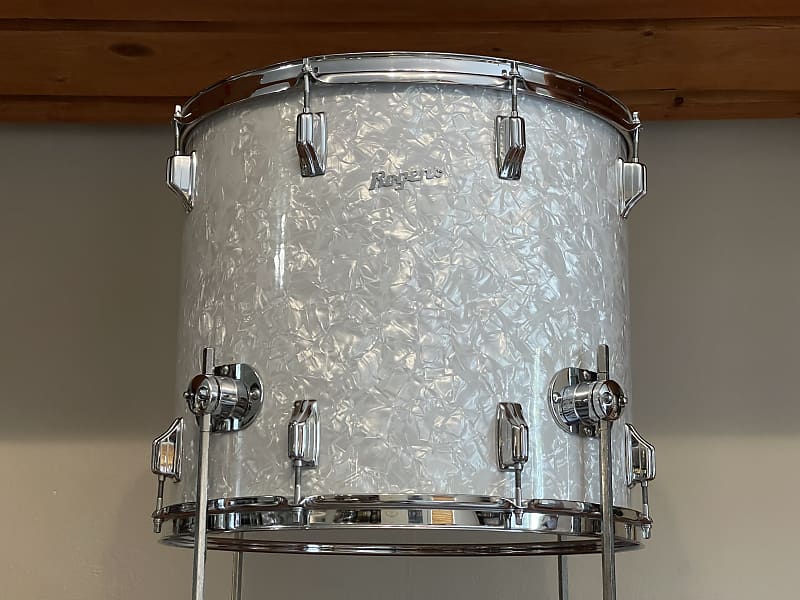 1970's Rogers 18" White Marine Pearl Floor Tom 16x18 Reverb