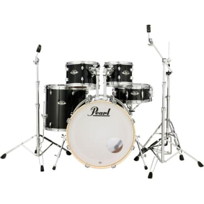 Pearl EXX725S/C31 Export New Fusion Series 5-Piece Drum Set with Hardware in Jet Black image 3