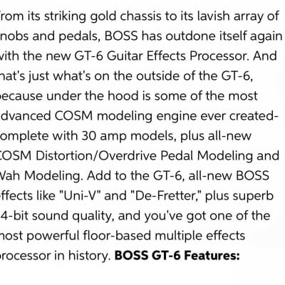 Boss GT-6 Multi-Effect Unit 2002  - Gold image 12