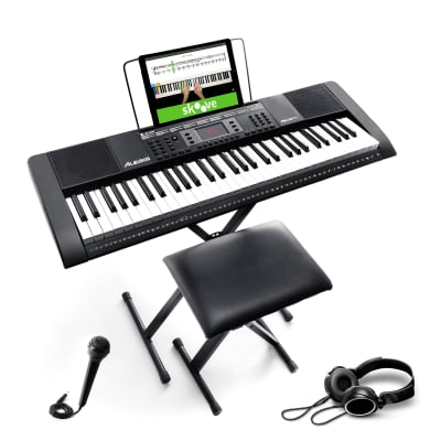 Alesis Melody 61 Key Beginner Keyboard Piano with Speakers, Stand, Stool, Headphones, Microphone, Sheet Music Stand, and 300 Sounds