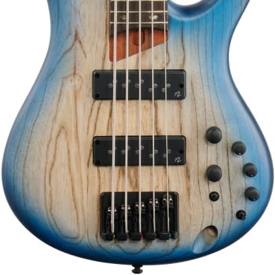 Ibanez SR605E Electric Bass, 5-String, Cosmic Blue Starburst Flat image 2