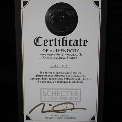 Schecter USA Custom Shop Masterworks Avenger Trans Amber Burst 8-String Guitar w/ Tolex Case image 14