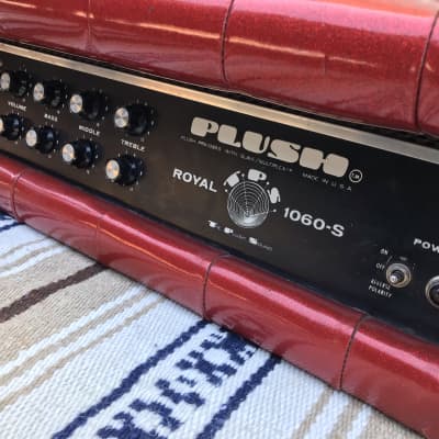 vintage 1960s Plush Tuck and roll Tube amp Red sparkle Royal 1060-S image 1