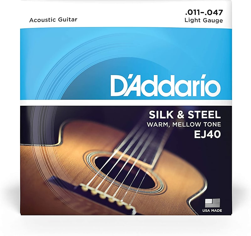D’Addario EJ40 Silk and Steel Acoustic Guitar Strings Light 11-47 image 1