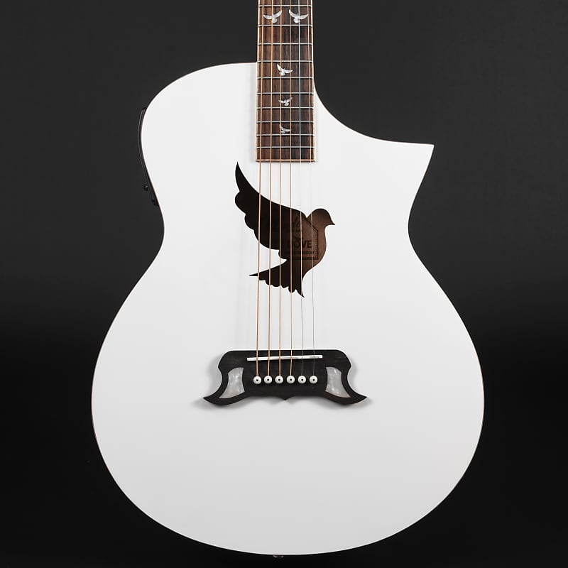 Lindo White Dove V3 Electro Acoustic Guitar | Beautiful High Gloss Finish | Roasted Maple Binding | Preamp/Tuner/LCD | Luminlays | Nylon Strings image 1