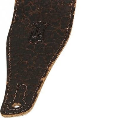 Levy's M17GRD-DBR 2 1/2' cracked leather guitar strap with guitar applique image 1