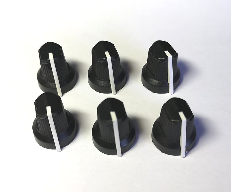 Fender Black Pointer amplifier knobs . 6 Boutons d'ampli Reverb UK