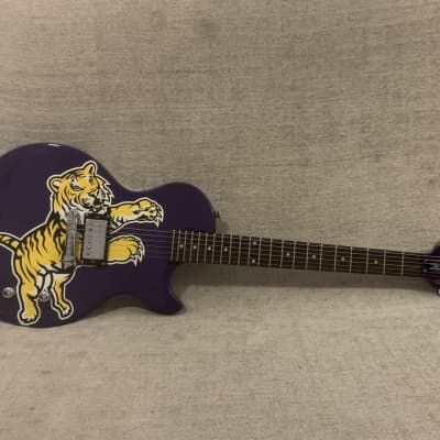 2004 Epiphone Collegiate Les Paul Junior LSU Louisiana State University Tiger Guitar Purple & Yellow Officially Licensed + Original Gig Bag image 3