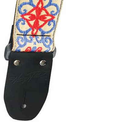 Henry Heller HJQ2-44  Hand Sewn Deluxe Multi Color Jacquard, Nylon Backing 2" Guitar Strap, Garment Leather Ends image 2