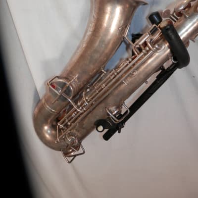 Buescher True Tone Low Pitch C Melody Tenor Saxophone silver with case vintage used AS-IS image 12
