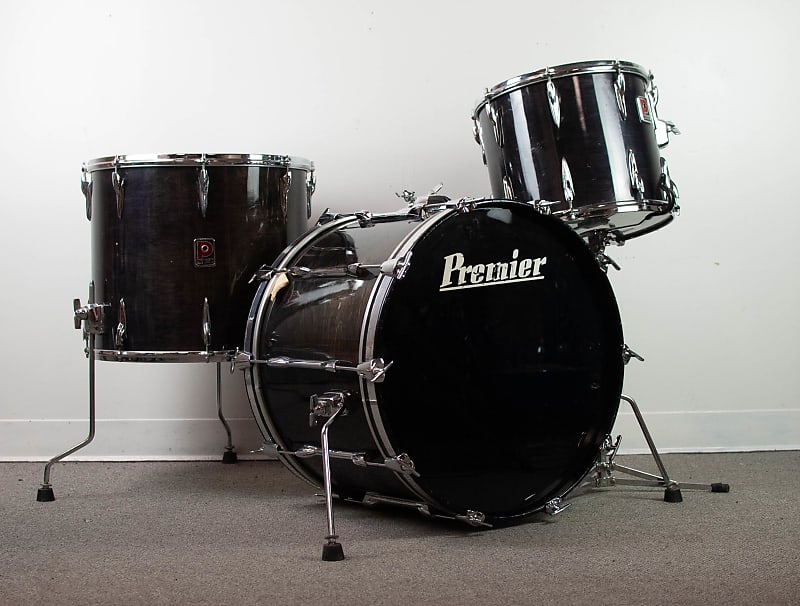 1980s Premier "Black Shadow" Resonator Drum Kit image 1