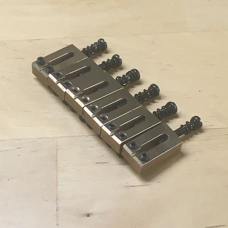 6 Solid Mass Brass Custom Strat Tele Bridge NOS Saddles Relic 10.7mm Wide 54mm Spacing image 1