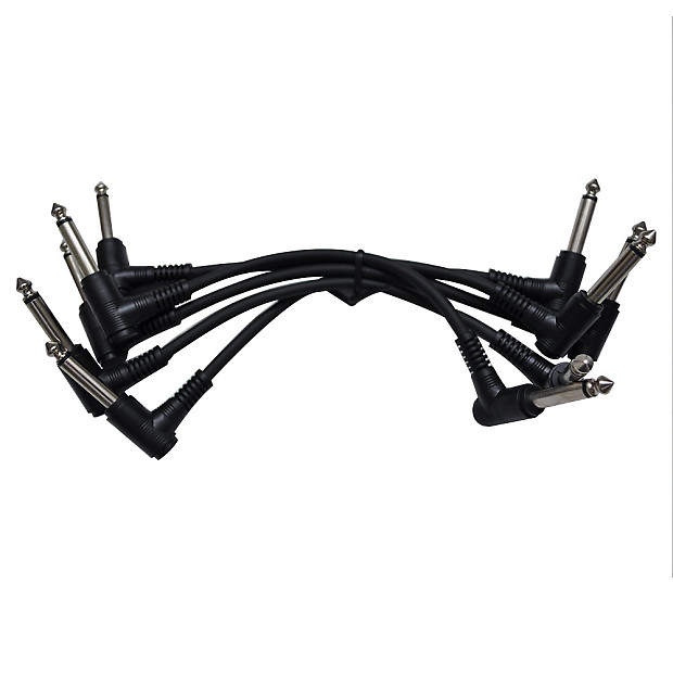 Seismic Audio SAGCRTB5 Right-Angle to Right-Angle 1/4" TS Patch Cables - 6" (5-Pack) image 1