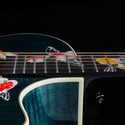 Hsienmo KOI Fish Aqua Blue Full Solid Acoustic Guitar with hardcase image 16