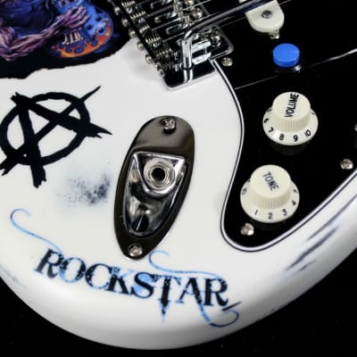 Custom Painted and Upgraded Fender Squier Bullet Strat Series - Aged and Worn with Custom Graphics image 13