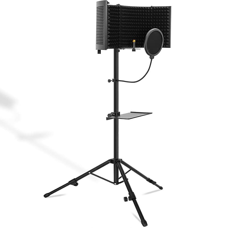Microphone Isolation Shield With Stand Curved Panel, Foldable Reverb