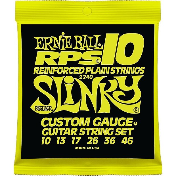 Ernie Ball 2240 RPS-10 Reinforced Plain Strings Slinky Guitar Strings, .010 - .046 image 1