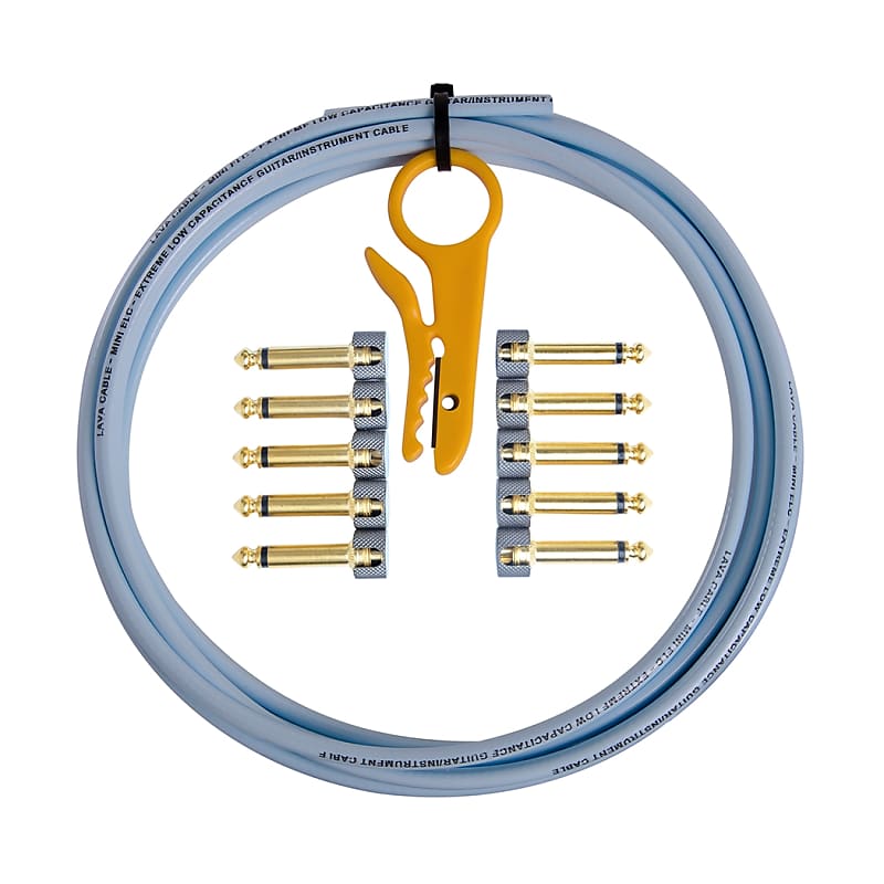 Lava Cable Lava Cable Lava Cable Solder-Free Pedal Board Kit - R/A - 10' - Carolina Blue - Nickel Plugs image 1