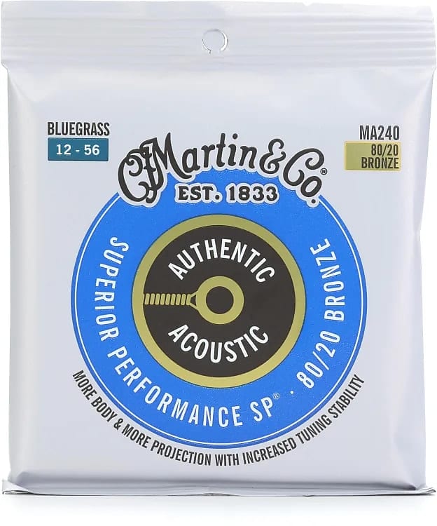 Martin MA240 Authentic Acoustic SP® Bluegrass Guitar Strings 80/20 Bronze, .012 - .056