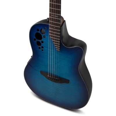 Ovation E-Acoustic Guitar Celebrity Elite Plus Mid Cutaway - Blue Flamed Maple image 8