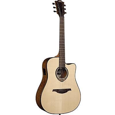 LAG T318DCE Dreadnought Natural Solid Engelmann Spruce Cutaway Electro Acoustic Guitar image 1