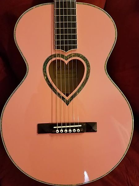 JJ Heart Pink Deep Body Style Guitar with Beautiful Inlay | Reverb