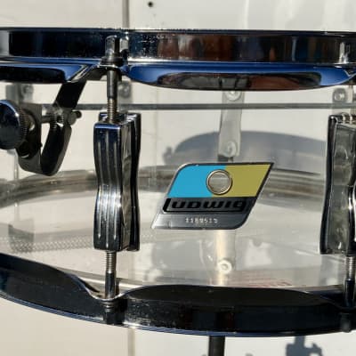 Ludwig No. 413 Vistalite Super-Sensitive 5x14" 10-Lug Acrylic Snare Drum 1972 - 1980 - Clear image 2