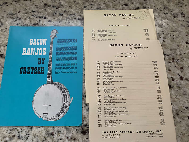 Gretsch Bacon Banjo Brochure & Price Lists 1968 1969 image 1