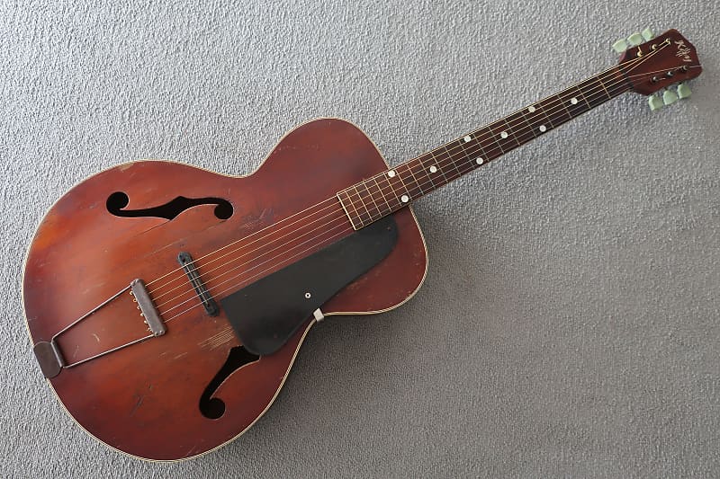 Vintage 1950 Kay Acoustic Guitar Redburst Fair Shape Worn Cracks Splits Beat Up Rare Waverly Tuners image 1