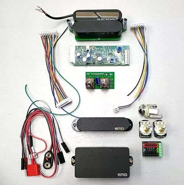SUSTAINIAC STEALTH PRO KIT W ACTIVE EMG 81 SA Aux RG board Humbucker Driver 2024 Black