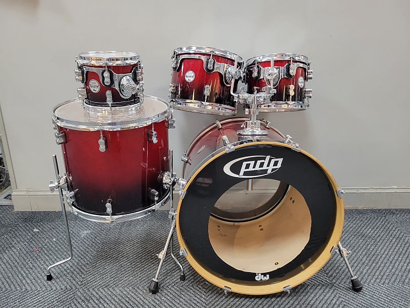PDP Concept Maple Shell Pack - 5-Piece - Red to Black Sparkle Fade