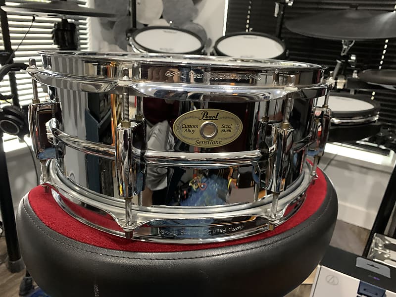 Pearl SensiTone RARE 13x5.5 Steel Snare Drum 1990's Custom Alloy Original  model with Super Hoops
