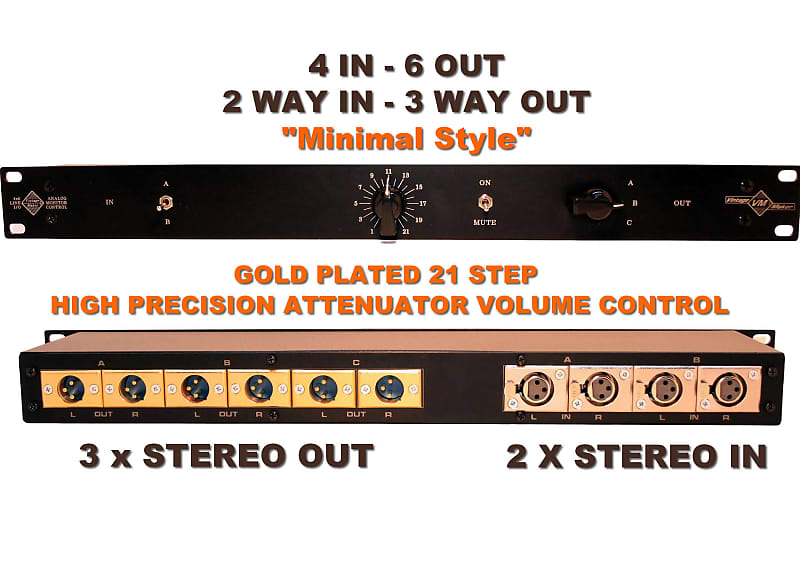 2-Way In - 3-Way Out XLR Studio Monitor Controller Minimal Style image 1
