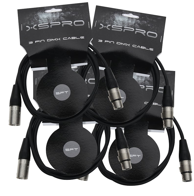 XSPRO XSPDMX3P5 3 Pin DMX Light Cable 5' - 4PAK image 1