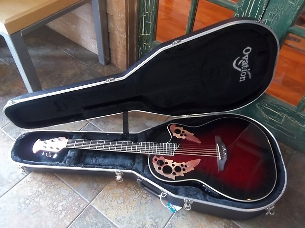 Ovation Applause AE Acoustic Electric Guitar with Case in Red