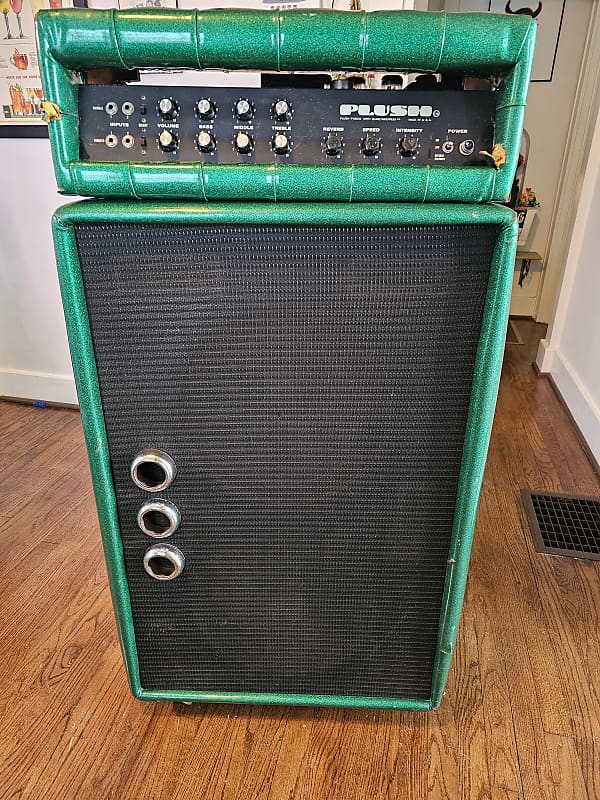 Plush P1000 S Head and 2x15" Cabinet 1968-1974 - Green Sparkle image 1
