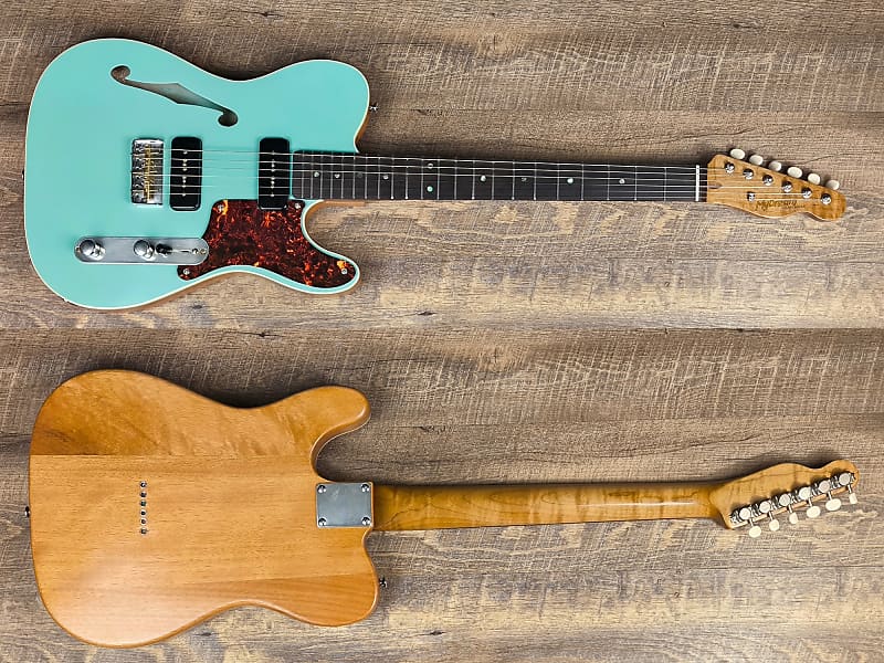 MyDream Partcaster Custom Built - Green Natural Thinline Lollar image 1