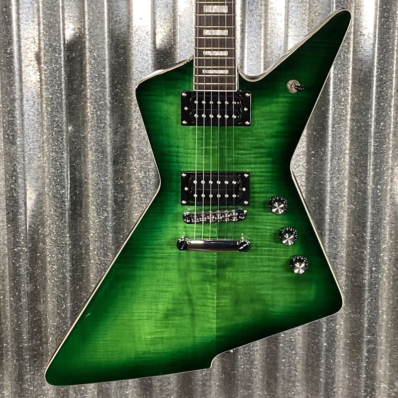 Westcreek Revenge Explorer Flame Transparent Green Burst | Reverb