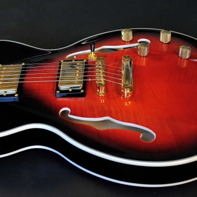 Bootlegger Guitar DeVille Archtop Hollow Body Red Burst OHSC Case image 15