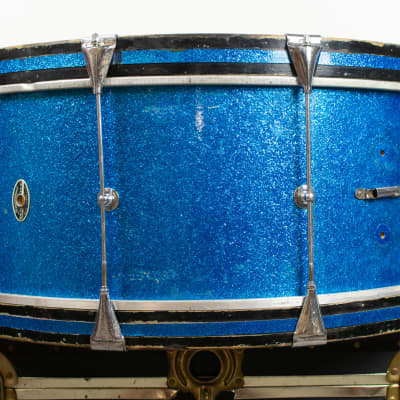 1970s Slingerland 10x26 Sparkling Blue Pearl Scotch Bass Drum image 2