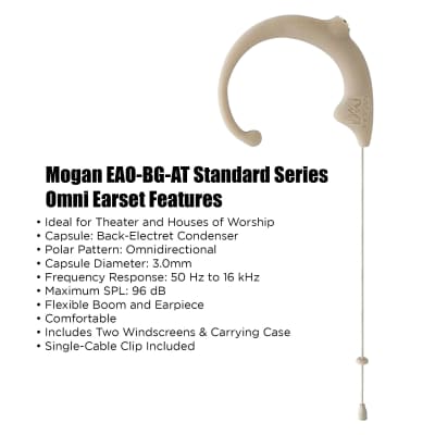 Mogan EAO-BG-AT Standard Series Omni Earset (Beige, Audio-Technica) image 3